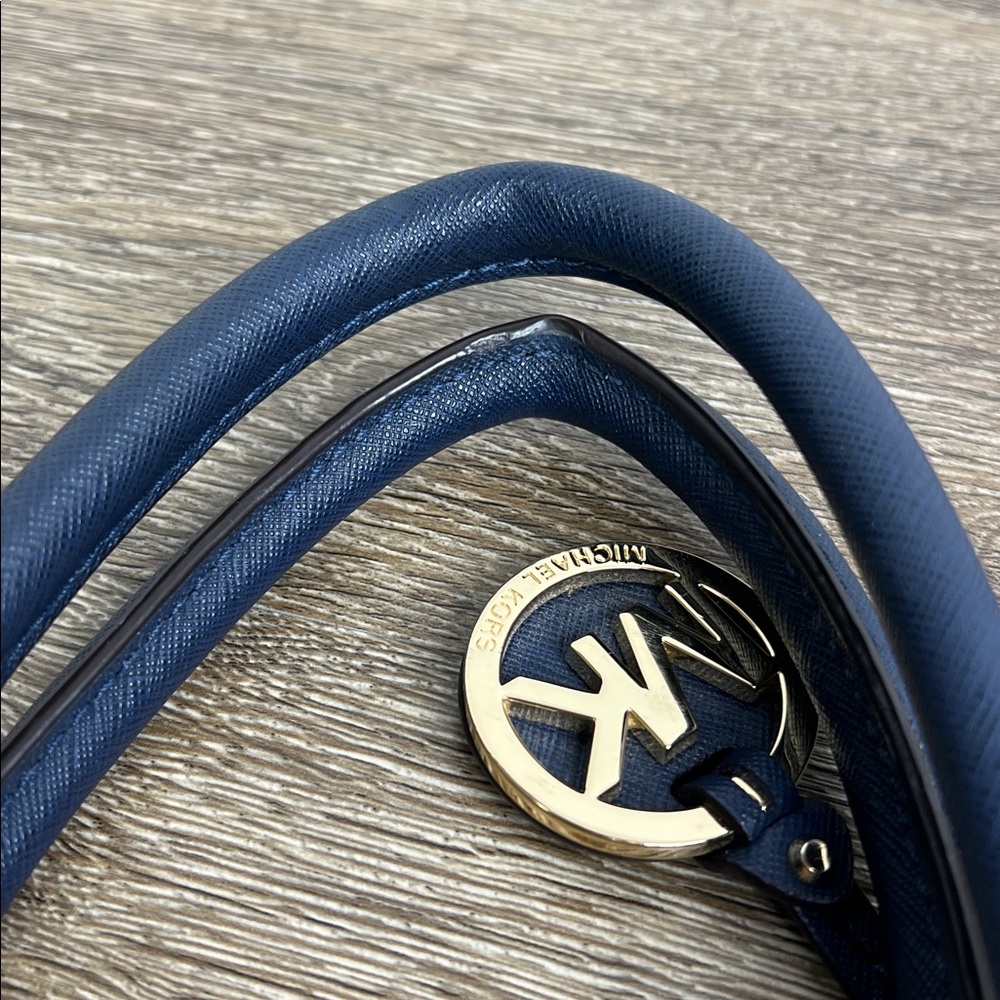 Michael Kors “CIARA” Navy Saffiano Leather Satchel (Size Medium) - Picture 13 of 14